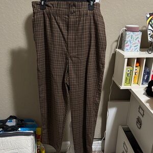 EUC Madewell Brown Plaid W SZ 12 Pants waist flat 17” inseam 26”